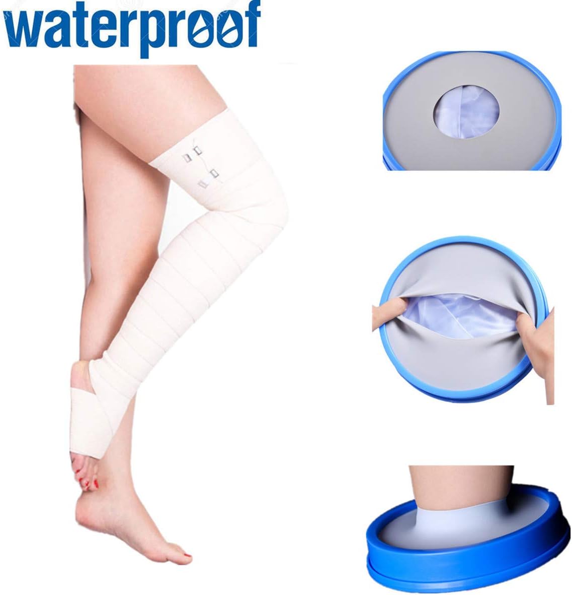 Adult Leg cast Protector for Shower, Waterproof Shower Bandage and Cast Cover Full Leg Watertight Protection to Broken Leg, Knee, Foot, Ankle Wound, Burns 100% Reusable (Full Leg 43.5"20"9.8"): Health & Personal Care