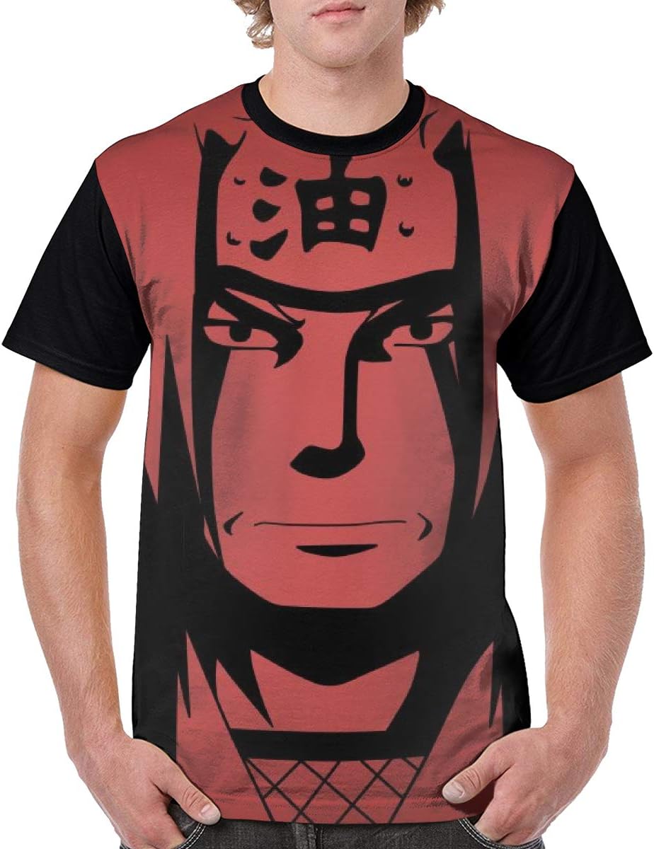 Naruto-Jiraiya Men's Basic Polyester Short Sleeve Anime Shirt Front Print T Shirt