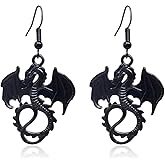 T-ztoss Gold Dinosaur Fantasy Statement Dragons Earrings Gothic Unique Animal Drop Dangle Earrings Mystical Moon Jewelry For Women(black)