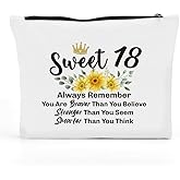 FBCCZEY Funny 18th Birthday Gifts for Girls Sweet 18 Gifts Makeup Bag, Happy Anniversary 18th Birthday Party Supplies Decorations for Girls Makeup Pouch, 18 Year Old Girl Birthday Gifts Cosmetic Bag