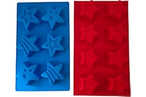 2 Star Shaped Silicone Molds – Patriotic Party Stars Soap Mold – Kids DIY Stellar Star Crayons - 4th of July Holiday Shapes by Jolly Jon