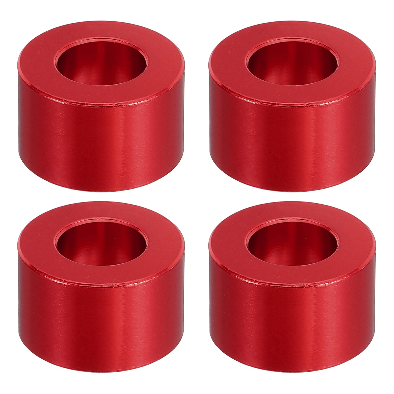 PATIKIL M10 Aluminum Spacer, 4 Pcs Metal Spacers Aluminum 10.5mm ID x 20mm OD x 12mm L Aluminum Spacer Screw Standoff Round for 2/5in or M10 Screw Bolt,Red