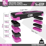 OZE SPORTS Aerobic Stepper Platform 2–5 Level Adjustable Height Pink 5 Steps view 2