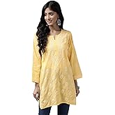 Ada Hand Embroidered Indian Clothing Chikankari Women's Cotton Top Tunic Shirt Kurti A210717
