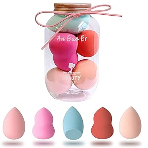 Antzz Makeup Sponge Set Blender Pink Princess Series, Cosmetics Beauty Foundation Blending Sponge, Flawless for Liquid Cream, and Powder, Multi-colored Latex Free plus Vegan Makeup Sponge