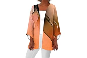 YUTANRAL Womens Summer Tops 2024 Trendy Dressy Casual Kimonos for Women Lightweight Cardigan 3/4 Sleeve Tops Cover Ups