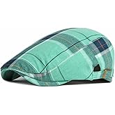 meioro Men's Striped Plaid Newsboy Hat Cabbie Beret Ivy Flat Cap Adjustable Gatsby Hat Hunting Driving Cap