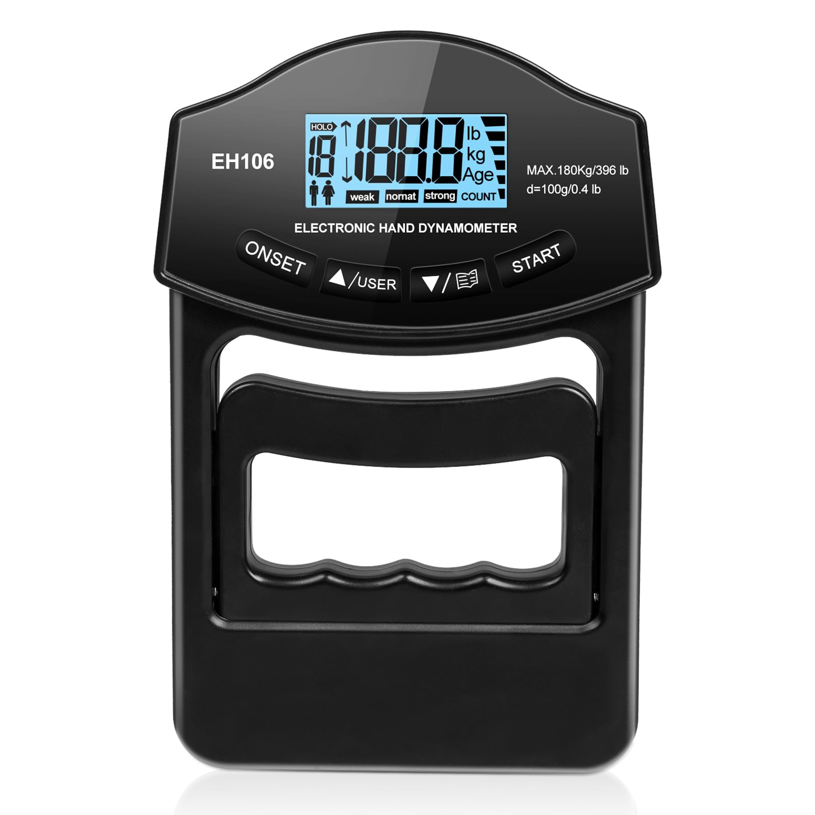 OSDUE Electronic Hand Dynamometer, 396 lbs / 180 kg Hand Dynamometer Grip Strength Trainer, Grip Strength Measurement Meter, Grip Hand Trainer Exerciser, Auto Capturing Electronic Hand Grip