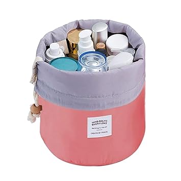 Shoppozone Bucket Barrel Shaped Travel Dresser Pouch Cosmetic Makeup Bag For Girl Women
