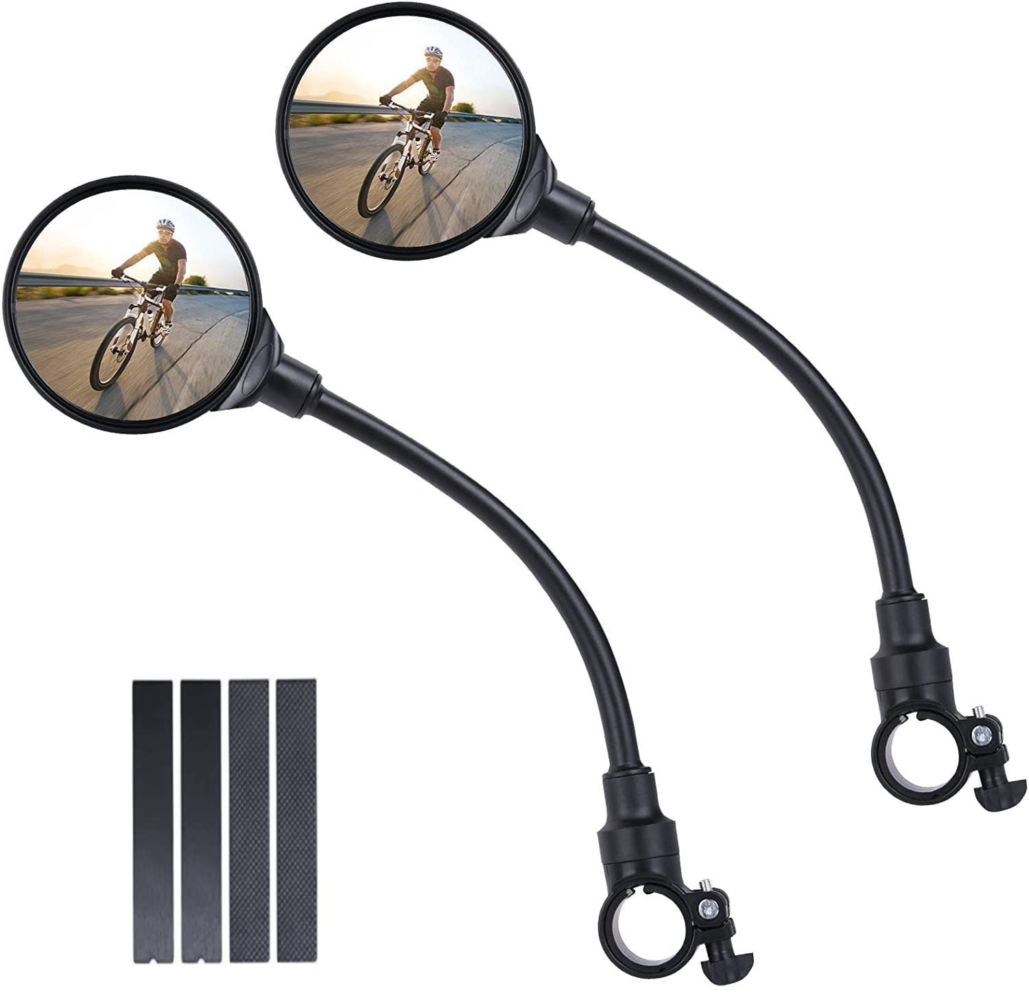 flintronic 2 x 360 Degree Rotating Wide Angle Bicycle Mirrors Acrylic Convex Safety Mirrors for Handlebar 22-30mm Accessories for All Bikes, Motorcycles