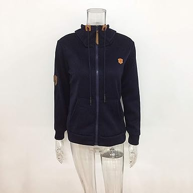 Attrastores Zipper Loose Cotton Long Sleeve Solid Sweatshirts Plus