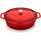 vancasso Enameled Cast Iron Dutch Oven, 9.3 Quart Dutch Oven Pot with Lid, Oval Dutch Oven Cast Iron Pot with Non Stick Enamel Coating for Bread Baking, Red
