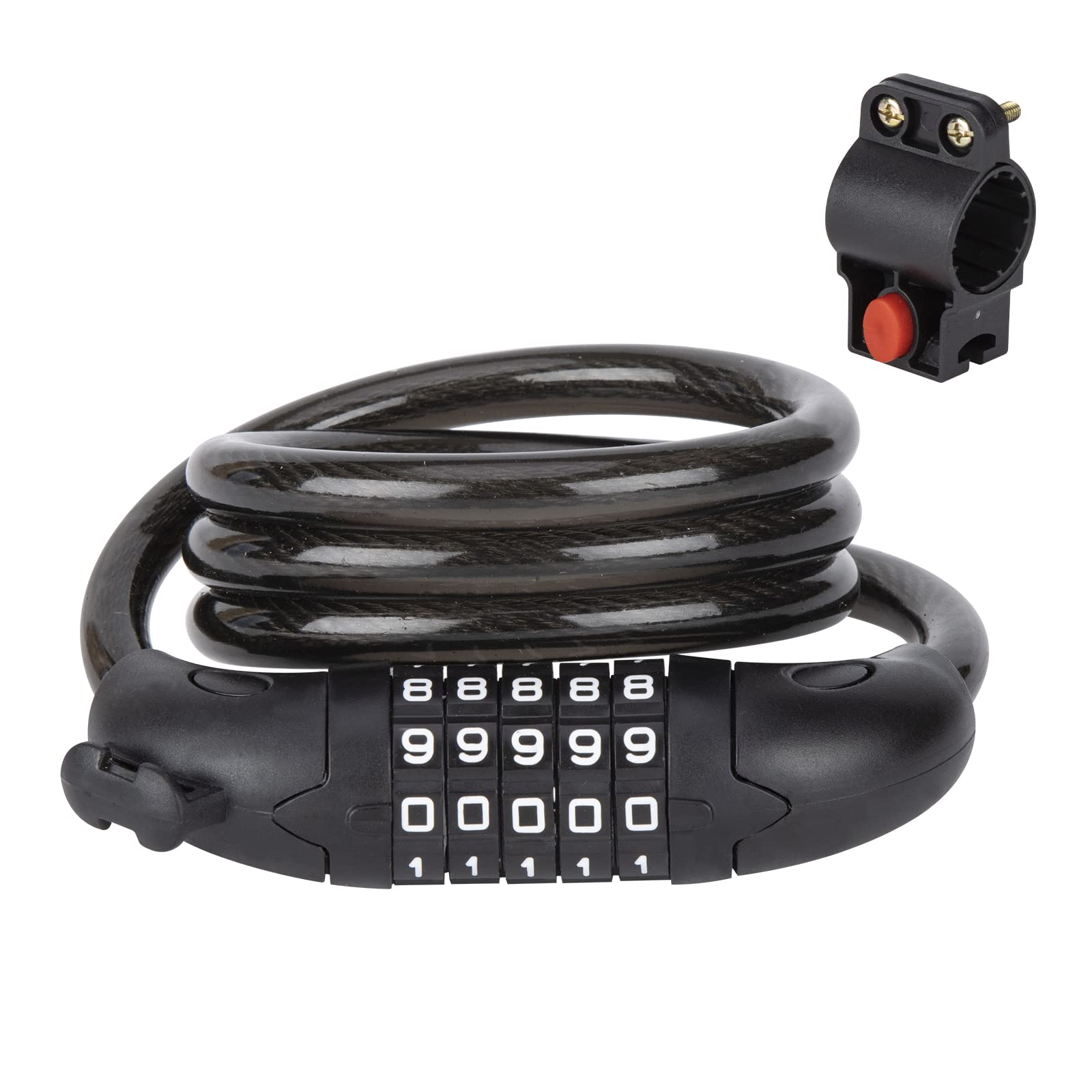 Kesntto Bike Lock Bicycle Locker Combination 5 Digit, Heavy Duty Bike Lock Cable, Bike Chain Lock for E-Bike Mountain Bike Outdoor Ski Gate Accessories Bicycle Lock W