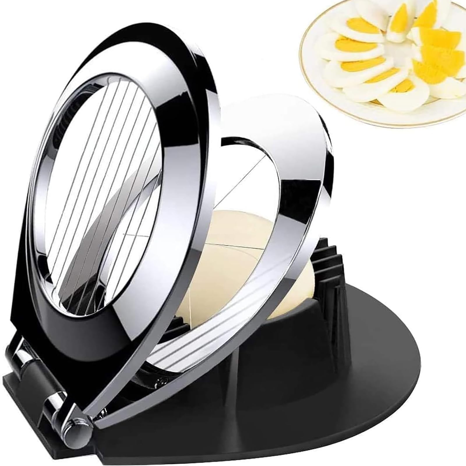 BIBURY Egg Slicer - Heavy Duty Cutter for Boiled Eggs, Strawberry, Fruit Garnish - Stainless Steel Wire With 3 Slicing Styles - Dishwasher Safe