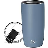 Simple Modern Travel Coffee Mug Tumbler with Flip Lid | Reusable Insulated Stainless Steel Cold Brew Iced Coffee Cup Thermos | Gifts for Women Men Him Her | Voyager Collection | 16oz | Blue Dune