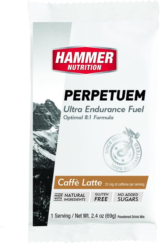 Hammer Nutrition Perpetuem Endurance Fuel, Flavor Caffe Latte, 6 Count of Single Packets