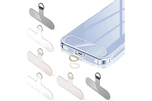 ROCONTRIP Phone Lanyard Tab TPU Phone Tether Tab Transparent Phone Patch Upgraded Metal D Ring Phone Strap Pad Compatible with Most Phone Case(2 Transparent+2 Black+2 Khaki)