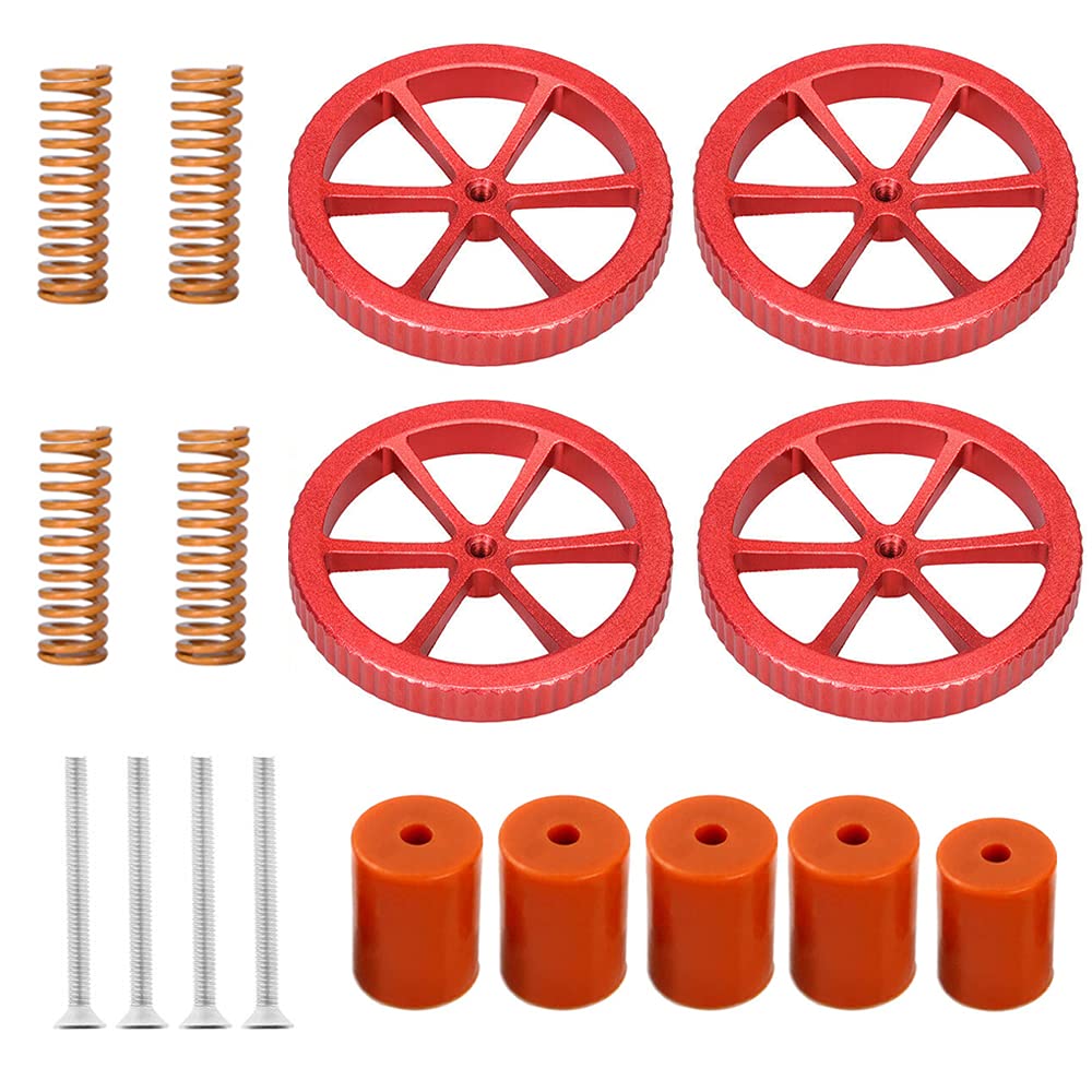 BZ 3D Ender 3 Heated Bed Leveling Springs Upgrade Kit,4Pcs Metal Nuts+ 4Pcs Hot Bed Springs +5Pcs Silicone Solid Bed Mounts for 3D Printers Ender 3/V2/Pro/Ender 3 S1/Pro/Plus/Ender 3 Neo/V2/Max Neo.