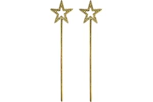 MOFALA 2PCS Star Wand, Children's Creative Handheld Pentagram Plastic Magic Wand, Role-Playing Enlightenment Toys, Educational and Creative Performance Props (Golden)