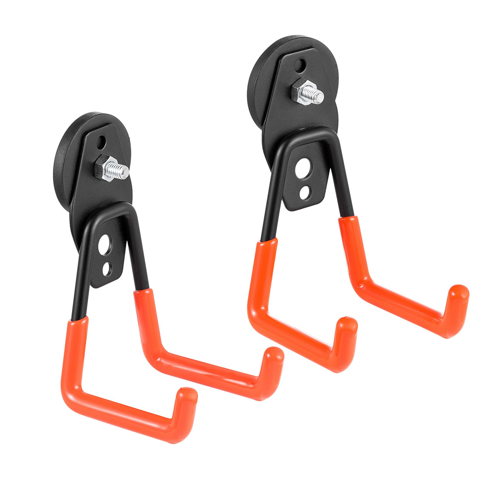 Yuzita Two Pieces Heavy Duty Large Garage Magnet Hooks, Strong Storage Utility Magnetic Hooks with Anti-Slip Coating for Indoor & Outdoor Hanging (Orange)
