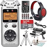 Tascam DR-05 (Version 2) Portable Handheld Digital Audio Recorder (Silver) with Platinum accessory bundle