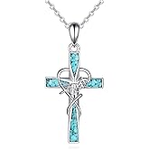 HKPATOP Faith Cross Necklace 925 Sterling Silver Cross Pendant Religious Christian Jewelry Gifts for Women Female Mother Lover