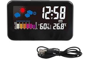 Color Screen Desktop Clock with Weather Monitoring, Temperature and Humidity Features, Voice Control, and Night Light (B)