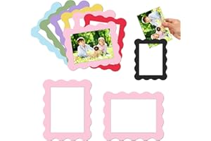Kingdder 12 Pcs Scalloped Magnetic Picture Frame for Refrigerator 2.5 x 3.5 Pastel Reusable Picture Frame Magnets Decorative Photo Holders for Fridge Home School Office Kitchen Locker