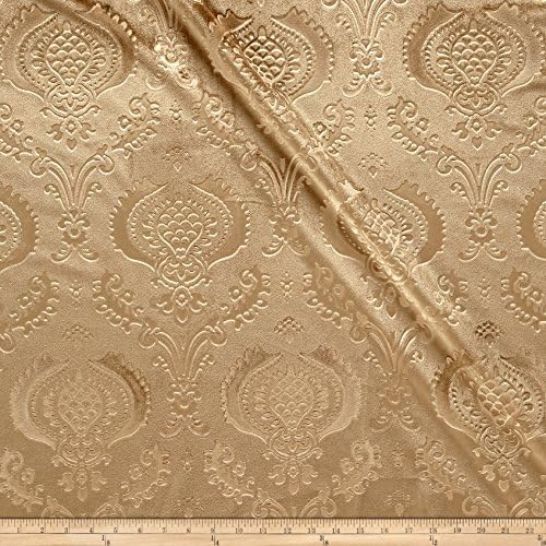 Damask Embossed Velvet Camel Fabric By The Yard