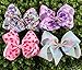 OAOLEER 4th of July American Flag Hair Bow Clips, Blue White Red Grosgrain Ribbon Alligator Bow, Kids Girls Women Hair Accessories For Party Supplies (4pcs 8inch)