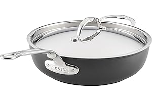 Hestan TITUM Fusion 4.5 Quart Nonstick Essential Pan with Lid, Double Impact Stainless Steel Base & Aluminum Body, Induction 