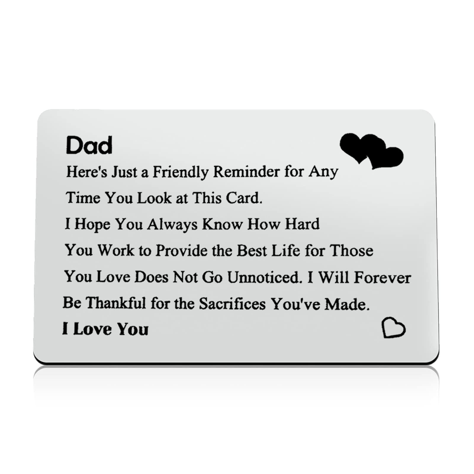 Dad Gifts Fathers Day Gift Engraved Wallet Insert Card for Dad Birthday Gifts Christmas Stocking Stuffers for Dad Thanksgiving Gifts Dad Gifts from Daughter Son Kids