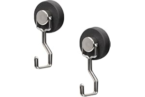 JINGZHAN Magnetic Hooks for Outdoor Grill,Essential for Cruise Ship Cabins & Refrigerator,2 Pack Strong Rubber Coated Fridge Hooks, Scratchproof & Waterproof, Holds Keys, Towels, Crafts (Silver)