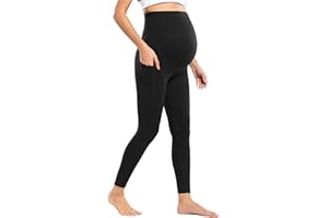 POSHDIVAH Women's Maternity Workout Nakedlux Leggings with Pockets Over The Belly Pregnancy Soft Activewear Yoga Pants