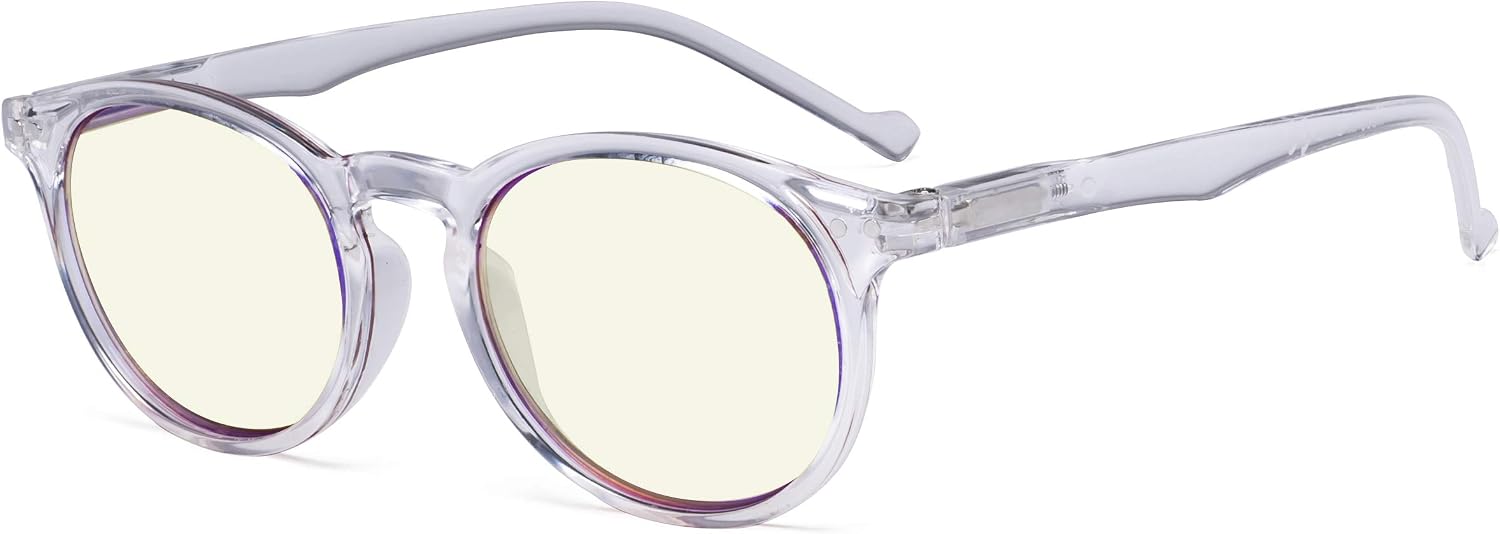 Eyekepper Retro Oval Round Computer Readers Spring-Hinges Reading Glasses Clear Frame (Yellow Lens, +0.50)