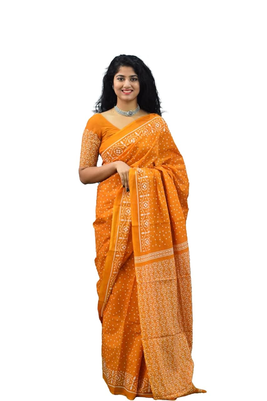 Buy Kiaaron Women's Hand Block Kalamkari Batik Bagru Jaipuri Ikat Printed Handloom Pure Cotton 