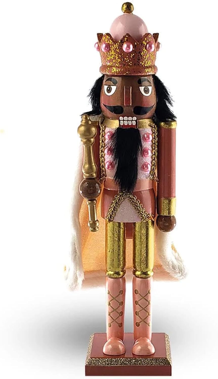 Nutcrackers - Nutcracker Ballet Gifts King Nutcracker Christmas Ornaments, Wooden Figure Decoration for Holiday, Xmas Home Decor, Rose Gold, 15 Inches