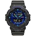 Mens G-Shock Virtual Black Metallic Analog/Digital Watch, Blue Violet