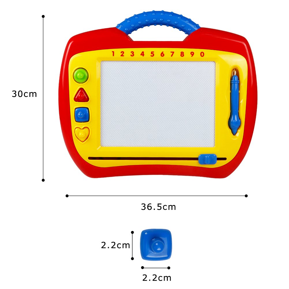 Magnetic Drawing Board Plastic Doodle Sketch Erasable Scribbler with Four Colorful Shape Stamps for Boys Girls Kids Children