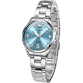 OLEVS Watch Women Luxury Dainty Diamond Watches for Women Fashion Simple Easy Read Ladies Watch with Day Date Silver/Rose Gold Metal Stainless Steel Waterproof Analog Quartz Women's Wrist Watches