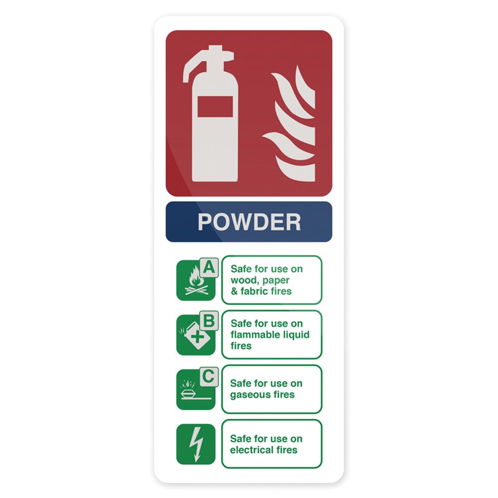 Fixman 350421 Glow-In-The-Dark Dry Powder Fire Extinguisher Sign 202 x 82mm