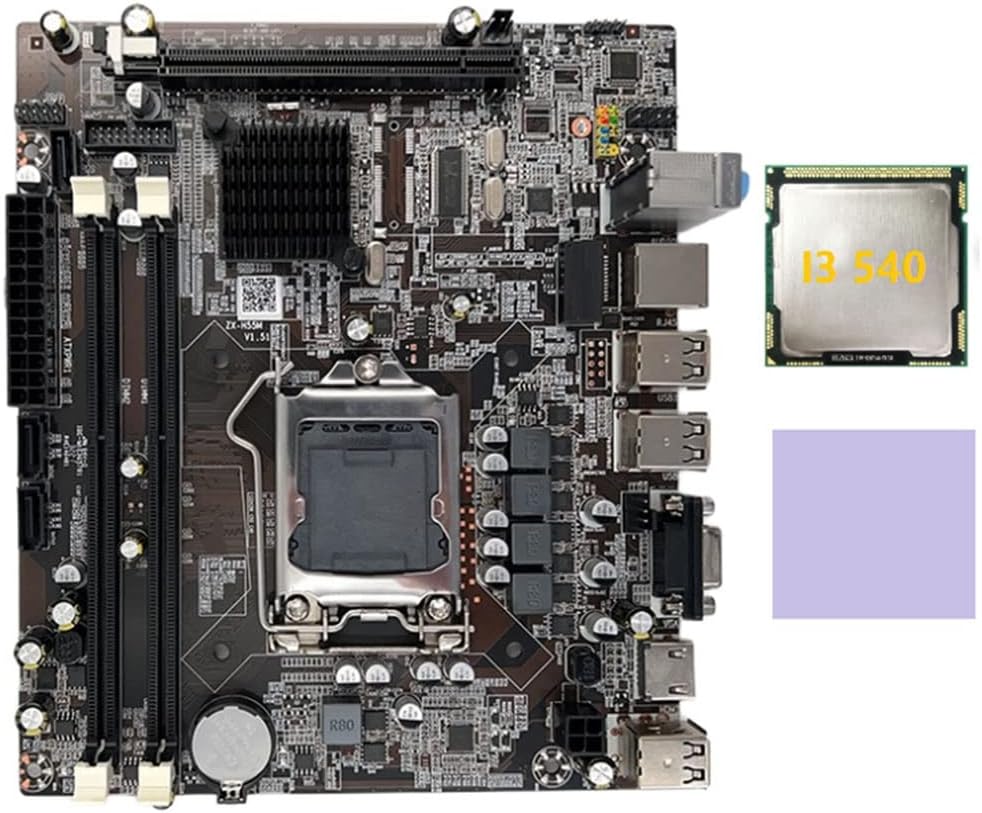 Wresetly H55 Motherboard LGA1156 DDR3 + Intel Core i3 540 CPU & Thermal Pad