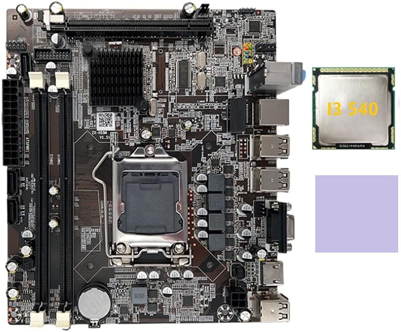 Wresetly H55 Motherboard LGA1156 DDR3 + Intel Core i3 540 CPU & Thermal Pad