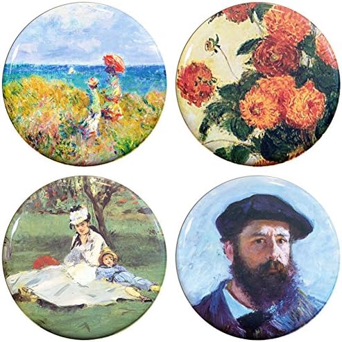 Buttonsmith Monet Cliff Walk Magnet Set Set of 4 1.25" Magnets Made in the USA
