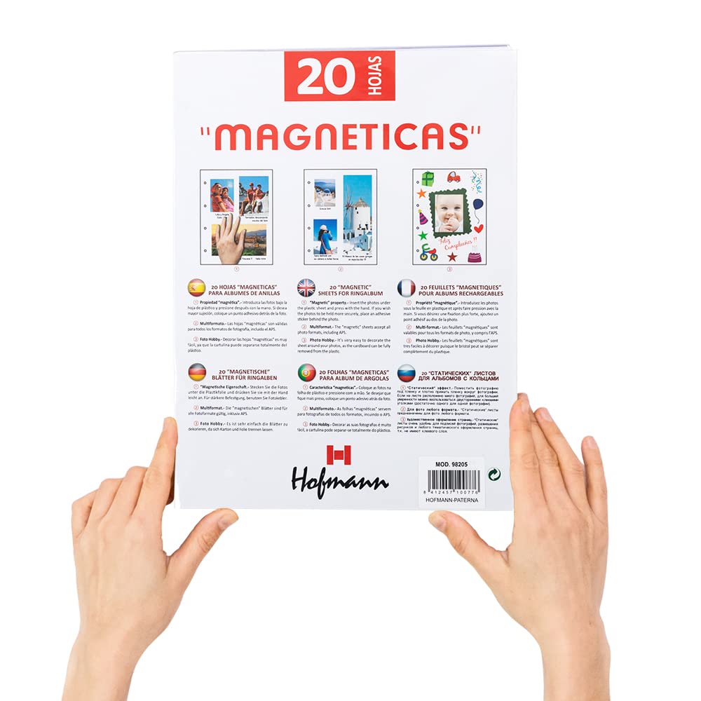 Hofmann | White Magnetic Sheets for Ring Album | Pack of 20 Magnetic Sheets | 235 x 320 mm | White