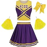 GRAJTCIN Tenns & Women's Cheerleader Outfit Cheerleading Uniform Halloween Costume Adult Crop Top Cheer Outfit