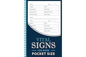 Vital Signs Log Book Pocket Size: Compact Health Monitoring Journal | Small Daily Medical Record for Purse to Track Heart Rate, Respiratory Rate, ... Blood Sugar, Oxygen Level, and Weight