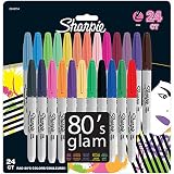 Sharpie Permanent Markers, Fine Point, 80s Glam Colors, 24 Pack