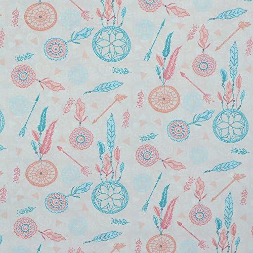 Dream Catcher Print 100% Cotton Upholstery Quilting Craft Fabric for Quilt Pattern, Sewing, Curtain, Home Decor and Patchwork Projects - Light Peace and Green- (Price per /QUARTER Meter)