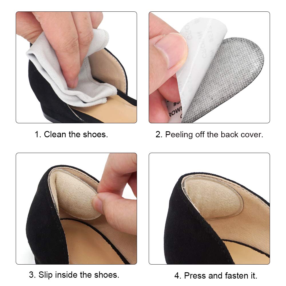 Dr. Foot\'s Heel Grips for Ladies Shoes, Shoes Too Big, Back Inserts Protect from rubbing and Slipping for Men and Women (Beige)